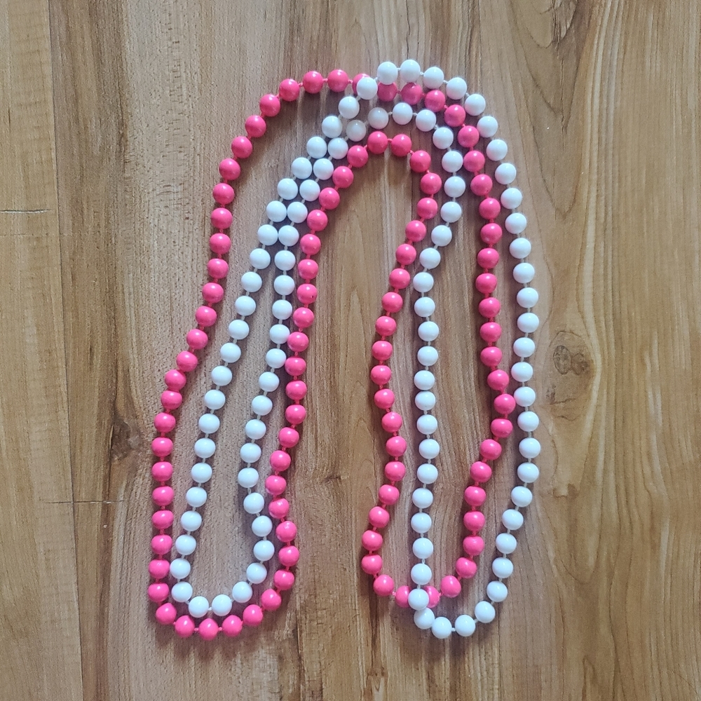 White & Pink Bead Necklaces